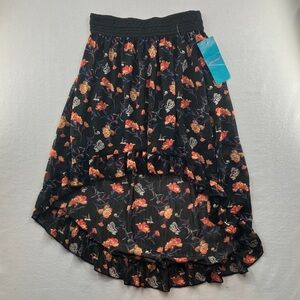 Julie's Closet Black Floral High-Low Skirt